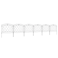 Outsunny Metal Decorative Outdoor Picket Fence Panels Set of 6, Black(m-10)
