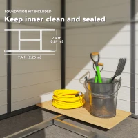 Outsunny 7.9ft x 6.2ft Recycled Garden Shed with Aluminium Frame and Plastic,  Wall Shed with Foundation, Waterproof and Rustproof - Cream White(m-7)