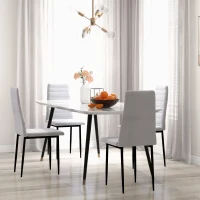 HOMCOM Lot de 4 chaises de salle à manger chaises de cuisine avec dossier haut pieds en métal et tissu en lin 41x50x97cm blanc(m-10)