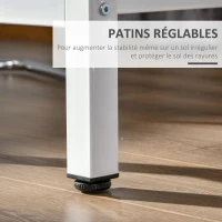 HOMCOM Table de bar table haute de cuisine mange-debout 120 x 40 x 100 cm châssis piètement acier, plateau aspect marbre blanc(m-5)