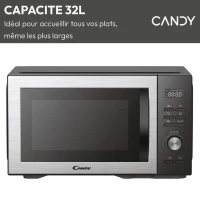 Micro-ondes Gril Candy Essenza CMGA31EDLB 1000W 31L Digital Noir - Fonction Nettoyage Auto - 5 Niveaux de Puissance -10 Menus Auto(m-2)
