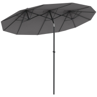 Outsunny Parasol Jardin Double Gris 285x147cm
