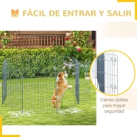 PawHut Vallas para Perros Plegables de 8 Piezas 63x76 cm con 1 Puerta y Marco de Acero para Jardín Patio Plata(m-7)