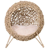 PawHut Cesta Rialzata per Gatti Fino a 10kg in Rattan PE Marrone (Φ52x58cm)(m-7)