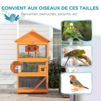 PawHut Cage à oiseaux en bois cage perroquet aire de jeux toit asphalte imperméable 92 x 52 x 171 cm orange(m-6)