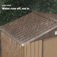 Outsunny 7 x 4ft Lockable Metal Garden Tool Storage Shed, Outdoor Storage Shed with Foundation and vents, Light Brown(m-7)