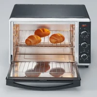 Mini Four chaleur SEVERIN TO2058 tournante 42 L, pierre a pizza et tournebroche, Four posable 1 800 W, Minuteur 120 min, Noir/Inox(m-5)