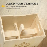 HOMCOM Box jump pliométrie 3 en 1 appareil boîte à saut musculation fitness & entraînement croisé plyobox pour box training 40/45/60 cm en bois(m-6)