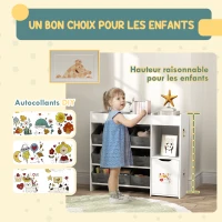 AIYAPLAY Meuble rangement enfant étagère de rangement pour jouets enfants avec 9 tiroirs en tissu et placard, blanc(m-6)