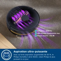 Aspirateur robot laveur avec station - PHILIPS - XU2000/15 - Série 2000 - 6000 Pa - = 66 dB - Bleu nuit(m-4)