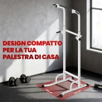 SPORTNOW Stazione Fitness con Barre per Dip e Trazioni, Altezza Regolabile 176.5-227 cm e Capacità 120 kg, Bianco(m-7)