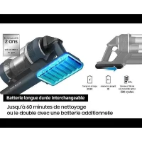 SAMSUNG Jet 75E Complete VS20B75CR5 - Aspirateur Balai sans Fil - Puissance 200 AW - Autonomie 60 min - Station murale - 3 brosses(m-5)