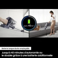 SAMSUNG VS15A6031R4 Jet 60 Turbo - Aspirateur Balai - 150 AW - Aspiration multicyclonique - Filtration HEPA - 40min d'autonomie(m-5)