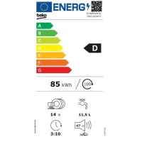Lave-vaisselle pose libre BEKO DVN06430W b100 - 14 couverts - L60cm - 47 dB - Classe D - Blanc(m-4)