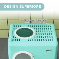 PawHut Lettiera per Gatti con Coperchio e Paletta, Doppio Ingresso e Vassoio Estraibile, 52x41x38.5 cm, Verde(m-6)