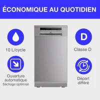 Lave-vaisselle pose libre - CONTINENTAL EDISON - CELV1145S - 11 couverts - 45 cm - 45 dB  - Silver(m-6)