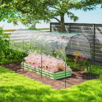 Outsunny Tunnel Tomato Greenhouse with 4 Hoops and Top Tap, Pointed Bottom and Guy Ropes, 400 x 123 x 171 cm, Clear(m-8)