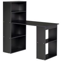 HOMCOM Bureau informatique, bureau avec rangement, 6 compartiments ouverts, table d'ordinateur pour chambre, studio, 120 x 55 x 120 cm, noir