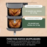 Friteuse sans huile NINJA - Double Stack XL SL400EU - Capacité 9,5L - 6 programmes de cuisson - 2470W(m-5)