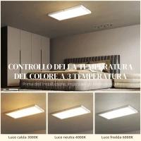 HOMCOM Set 2 Plafoniere LED Sottili e Minimal con Colore Regolabile, in Acciaio e Plastica, 60x30x3.7 cm, Bianco(m-4)