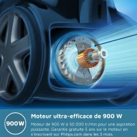 Aspirateur sans sac PHILIPS - FC9330/09 - Série 3000 PowerPro Compact - 900W - 76db - Rouge(m-3)