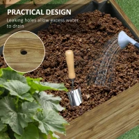 Outsunny Wooden Raised Planter, with Back Trellis - Natural Finish(m-7)