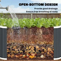 Outsunny Metal Raised Bed 136 x 53 x 61 cm Deep Garden Bed with Safety Edges, Plant Labels, Gloves, Open Bottom(m-5)