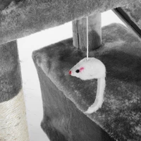 PawHut Arbre à chat griffoir grattoir double niche peluche sisal naturel hauteur 170 cm gris(m-8)