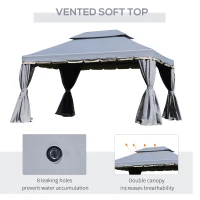 Outsunny 3 x 4m Aluminium Garden Gazebo, Marquee Canopy Shelter Pavilion Party Tent with Nets and Curtains for Garden and Deck, Grey(m-6)