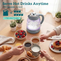 HOMCOM Kettle and Toaster Set, 1.7L 3000W Rapid Kettle with Strix Thermostat, 4 Slice Toaster with 7 Browning Controls, Grey(m-4)