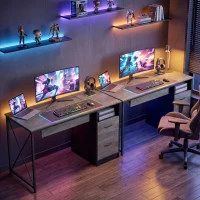 HOMCOM Scrivania gaming con vassoio tastiera, 2 cassetti e scomparto, 120x50 cm, Grigio(m-4)