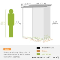 Outsunny 5.3 x 3.1ft Corrugated Steel Garden Shed - Black(m-3)