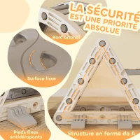 AIYAPLAY 8 en 1 Triangle escalade enfants, arc d'escalade, rampe double-face pour grimper & glisser, 279 x 80 x 69 cm, gris(m-5)