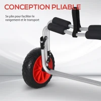 HOMCOM Chariot de transport trolley pour kayak, stand-up paddle, canoë cadre en aluminium dim. 70L x 40L x 42H cm(m-6)