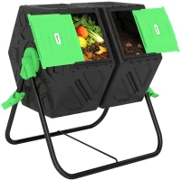 Outsunny 130L Double Chamber Composter - Black(m-10)