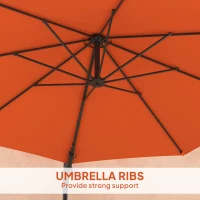 Outsunny 3(m) Wall-Mounted Parasol Shade, with Handle - Orange(m-7)