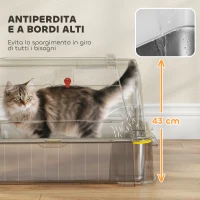 PawHut Lettiera per Gatti Chiusa da 80L con Vassoio Estraibile, in ABS e Acciaio Inox, 63x43x43 cm, Grigio Scuro(m-9)