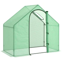 Outsunny Walk In Tomato Greenhouse Garden Outdoor Mini Greenhouse Flower Planter Steel Frame with Zipped Door & Window, PE Cover, 180 x 100 x 168CM, Green(m-10)