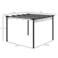 Outsunny 3 x 3(m) Aluminium Pergola Canopy Gazebo Awning Outdoor Garden Sun Shade Shelter Marquee Party BBQ, Light Grey(m-3)