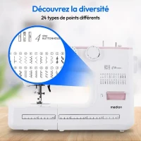 Machine a Coudre - MEDION - SM 60 - 62W - 24 Points + Points Doubles - 700 tr/min - LED - Rose(m-4)
