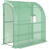 Outsunny Small Lean to Greenhouse 3-Tier with Shelves Outdoor, Green(m-1)