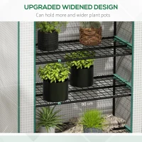 Outsunny 5 Tier Widened Mini Greenhouse with Reinforced PE Cover, Portable Indoor Outdoor Green House with Roll-up Door and Wire Shelves, 90 x 49 x 193cm, White(m-4)