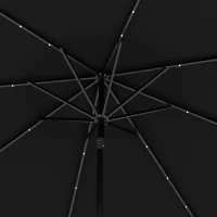 Outsunny 2.7m Outdoor Patio Garden Umbrella Parasol with Tilt Crank and 24 LEDs Lights, Black(m-9)
