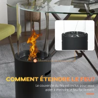 HOMCOM Cheminée au bioéthanol en acier et verre avec une capacité de 0,3 L et une capacité de chauffe 15 ㎡ 27 x 27 x 70 cm noir(m-5)