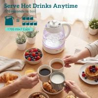 HOMCOM Kettle and Toaster Set, 1.7L 3000W Rapid Kettle with Strix Thermostat, 4 Slice Toaster with 7 Browning Controls, Cream(m-4)
