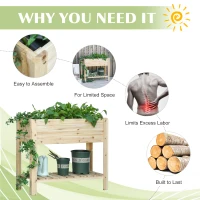 Outsunny Wooden Raised Plant Stand Outdoor Flower Bed Box with Clapboard 100 x 40 x 84cm(m-6)