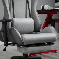 Vinsetto Fauteuil de bureau chaise de bureau manager grand confort repose-pied tétière + coussin lombaires intégrés dossier inclinable accoudoirs réglables lin gris(m-8)