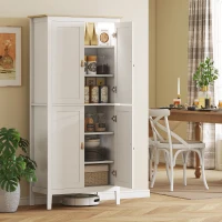 HOMCOM Buffet cuisine, meuble cuisine rangement haut avec LED réglable et détecteur de mouvement, 80 x 40 x 176,5 cm, blanc(m-10)