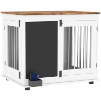 PawHut Cage pour chien cage chien intérieur avec 2 portes tableau noir pour chiens taille moyenne 20 kg 80 x 60 x 70 cm blanc(m-12)