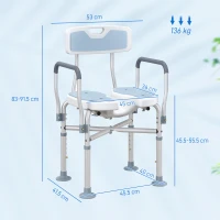 HOMCOM Aluminium Shower Chair, with Padded Seat - Light Blue(m-3)